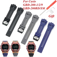 For Casio G-SQUAD GBD-200-1/2/9 GBD-200RD/SM Wacth Strap Grey Blue Rubber Band Replacement Parts Spo