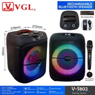 VGL V-S802 Rechargeable Bluetooth Speaker with RGB Lights & Mic – Your Ultimate Party Companion!