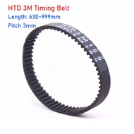 1pcs HTD 3M Closed-loop Rubber Synchronous Belt 630/633/639/648/654~999mm Length Width 10/15mm