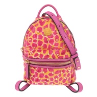 MCM動物紋小馬皮雙肩包/日用包，粉紅色和黃色，0647 號（二手），狀況極佳。