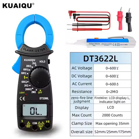 KUAIQU Professional Multimeter AC 600A Digital Pinza Amperimรฉtrica Ammeter Clamp Meter Current Volta
