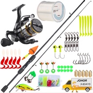 🔥Malaysia Fishing Combo Full Set 2 Sections Spinning Rod With Gear Ratio 5.2:1 Spinning Reel Memanci