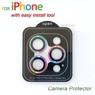 FOR iPhone 12 13 Mini 13 Pro Max 14 Plus 14 Pro Max Metal Camera Lens Cover Glass Protector