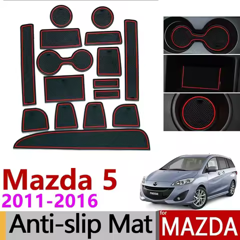 Anti-Slip Gate Slot Mat Rubber Coaster for Mazda 5 Premacy 2011 2012 2013 2014 2015 2016 MK3 Mazda5 