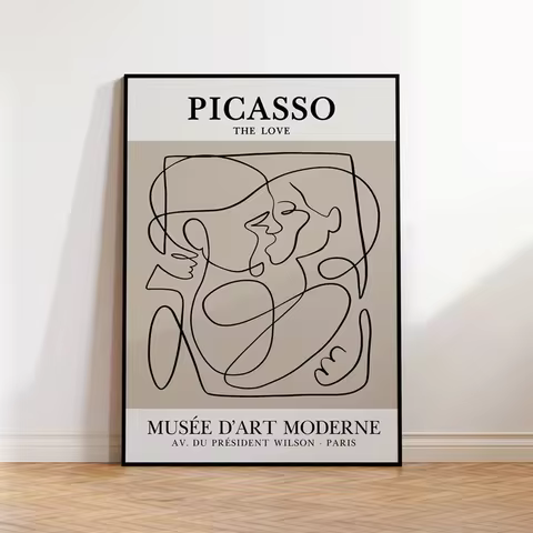 Modern Geometry Abstract Love Kiss Picasso Wall Art Aluminum Frame Prints Canvas Painting Poster Hom
