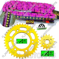 Y15 Y16 JRP PURPLE CHAIN O-RING 428 AJI RACING GOLD SPROCKET 1SET HEAVY DUTY SPOKET ORING RANTAI HIT