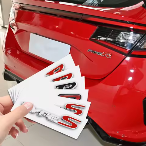 3D Metal Types Type S R Logo Letters Car Trunk Badge Decal For Honda S Fit City Civic Accord CRV HRV