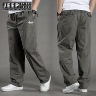 JEEP SPIRIT 1941 ESTD Wide Leg Pants Multi Pocket Cargo Pants Plus Size Straight Leg Casual Pants Me