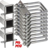 Stainless Steel Bolt Pipe Clamps with Plate Baffles M6/M10 Right Angle U-shaped Bolts Square Tube Co