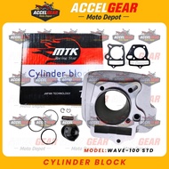 MTK Cylinder Block Kit Set for Honda Wave100 Wave 100 STD (Piston, Piston Rings, Pin, Clips)
