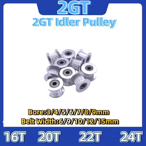 2GT Idler Timing Pulley 16Teeth 20Teeth 22Teeeth 24Teeth Bore 3 4 5 6 8 9mm 2GT 16T 20T 22T 24T GT2 