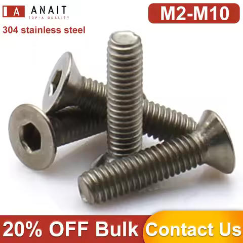 2-10Pcs Pure Titanium Countersunk Flat Head Hex Socket Cap Screw Allen Drive Machine Bolt M2 M2.5 M3
