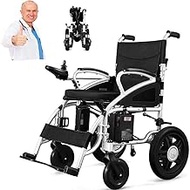 Fashionable Simplicity Long Range Lightweight Electric Wheelchair Remote Control Foldable Motorize Power Wheel Chair Mobility Aid 360° Joystick Weight Capacity 180Kg