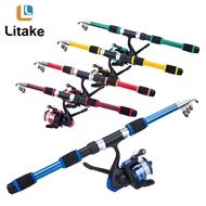 Portable 1.8m Telescopic Fishing Rod 5.5:1 Gear Ratio Spinning Fishing Reel Set With Fishing Line Fishing Gear