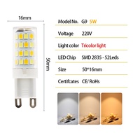5PCS 220V Tricolor G4 G9 E14 Led Lamp Bulb 5W 7W 9W SMD 2835 LED Energy saving Corn Bulb For Crystal