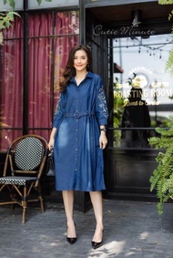 DRESS DENIM BANGKOK GAUN KANCING DEPAN