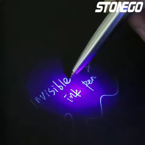 STONEGO Invisible Ink Pen Novelty Plastic Material Ballpoint Pens With Uv Light Magic Secret Ballpoi