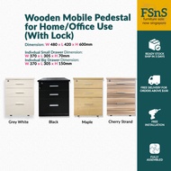 SG Ready Stock Wooden Mobile Pedestal for Home / Office Use (With Lock)