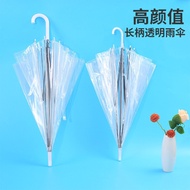 mini umbrella payung besar payung lipat Transparent Transparent Umbrella Large Thickened Semi-Automa