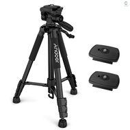 MIS Andoer TTT-663N 57.5inch Travel Lightweight Camera Tripod Stand Phone Tripod for DSLR SLR Camcorder Photography Video Shooting with Carry Bag Phone Clamp 2pcs Extra Quick Relea