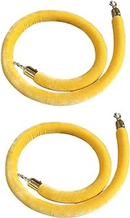 2 Pcs Velvet Rope Barrier Yellow for Business, Flexible VIP Stanchion Proms Carpet Rope for Crowd Control, Counter Safety Partition Rope (Size : 3m/9.8ft)