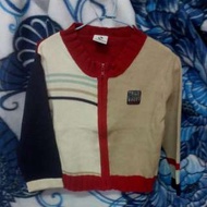 奇哥 童裝 米紅藍色 線衫外套 冬天 尺寸2A 約 85~90cm 純棉*台灣製