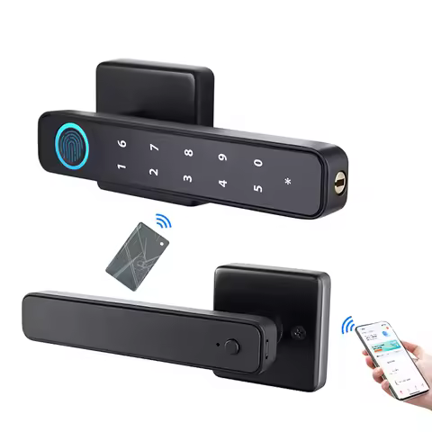 Works With Tuya SmartLife APP Smart Fingerprint Password RFID Card Lock Dead Bolt With Key For Indoo