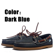 Men Genuine Suede Leather Driving ShoesDocksides Classic Boat ShoeBrand Design Flats Loafers For Men