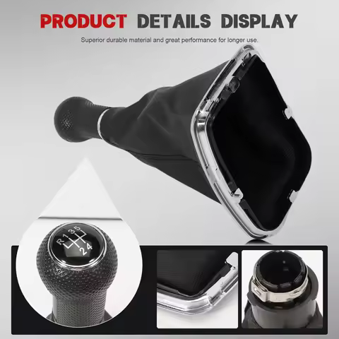 Gear Stick Gaiter 5 Gears 23 mm for Golf 4 IV Bora 1J0711113 Black Frame Knob Plug Play Replacement 