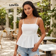 Lovito Women's Ruffle Hem Summer Spring Tank Top Casual L109MD321