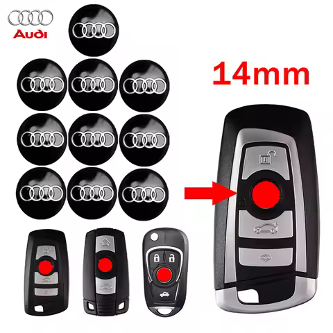 2/5/10PCS 14mm Car Remote Key Fob Emblem Badge Sticker For Audi A3 A4 A6 C6 B8 8P Q3 B7 A5 A1 Sline 
