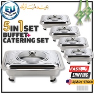 RAYA Buffet Tray 5 PCS in 1SET Stainless Steel 304/ SERVING TRAY /FOOD PAN KENDURI SET CATERING 34*2