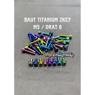 Titanium bolt m5 threaded 8 model 2key hexa/ (m5x10, m5x15, m5x20, m5x25) Titanium Screw Set