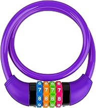 IDEALUX Bike Lock Cable, Bicycle Cable Lock with 4 Digit Combination & Large Lock Head, Resettable K