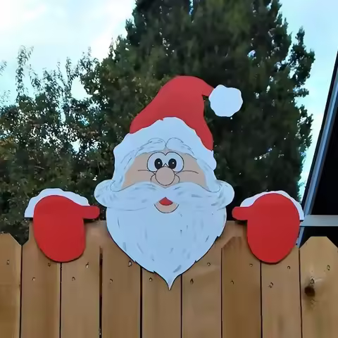2024 Santa Snowman Claus Fence Peeps Christmas Decoration Outdoor Holiday Occasion Home Garden DIY D