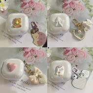 For Soundcore R50i NC Case Cute Bear/flower Keychain Transparent Earphone Silicone Cover For Soundco