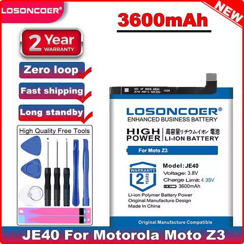 LOSONCOER JE40 3600mAh Battery For Motorola Moto Z3 G7 XT1962-1 P30 PLAY XT1941-2 And Moto G7 Play X