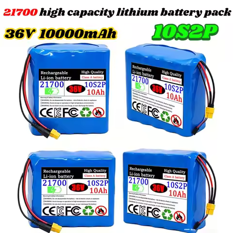 2026 Haute CapacitΓ© 21700 Lithium Battery Pack 36V 10S2P 10Ah 500W 42V 10000mAh for Electric Pedal B