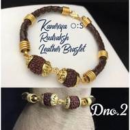 122A DOUBLE RUDRAKSH LEATHER BRACELET