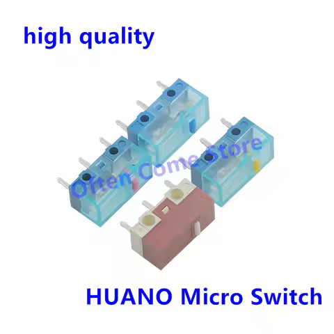 5Pcs HUANO New Mouse Micro Switch Button Transparent blue Shell Pink Blue Yellow Dot 80 Millions Lif