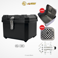 Universal 45L 55L 65L Rear ABS Top Box | With Inner Pads / Base Plate / Stickers | Motor Accessories