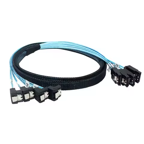 90 Degrees SATA 3.0 Mini SAS Cable 6Gbps 4 SATA to 4 SATA 7 Pin SSD Data Cable