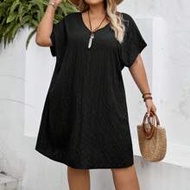 Plus Size Short Sleeve Casual Dress, Suitable For Vacation, Leisure, Elegant Home Wear Dresses 8xl W