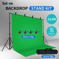 Selens 2x3m Backdrop Stand Kit Heavy Duty Photography Background Stand for Photo Video With Clip Bag