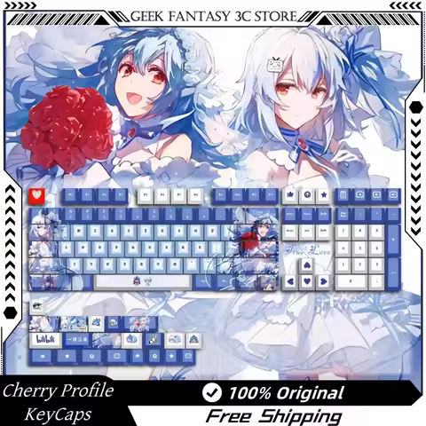 New Bilibili Flower Wedding Theme Keycaps 120 Key Pbt Thermal Sublimation Mechanical Keyboard Cartoo