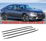 1ชุด Honda Civic [2016 2017 2018 ]Weatherstrip ขอบยางติดหน้าต่าง,Chrome ภายนอกประตู Trim สายพานซีลสำหรับ Civic,สีดำ