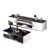 YOULITE TV Console Storage Cabinet Light Luxury Glass Modern Tea Table Combined Wall Cabinet TV Cabinet Telescopic Cabinet Office Table