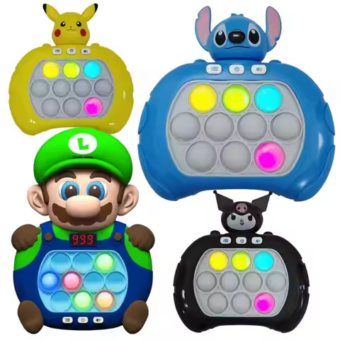Quick Push Game Pop Up Fidget Bubble Electronic Pop it Pro Game Pikachu Stitch Spider Man Light Anti