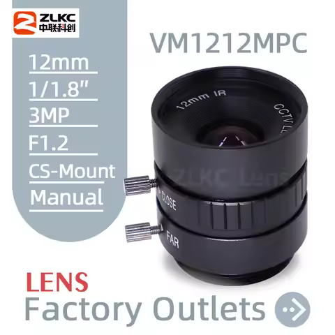 12mm Lens CS-Mount Camera 1/1.8'' CMOS Sensors 3MP Machine Vision f1.2 Manual Iris FA Mini Lens for 