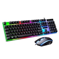 ชุดคีย์บอร์ดและเมาส์ สีดำ Keyboard and Mouse set (black color) USB interface Rainbow LED Light (ฟรี! สติ๊กเกอร์ภาษาไทย)